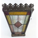 A Victorian stained glass hall lantern - needs repair