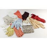 A quantity of vintage gloves and a 1920's evening bag
