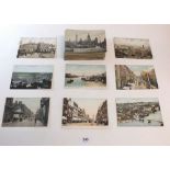 Postcards: topo, mainly UK and including busy scenes at Broomielaw Glasgow, King St Cork, High St
