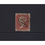 GB: QV Penny 1d Red Plate 33 'D C', 4 Margin, Black MC - Greenwich, SG 8 Cat £250.