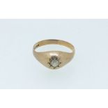 A 9 carat gold signet ring set white stone, 1.7g, size Q