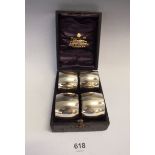 A Victorian silver plated napkin set, boxed