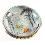 A Grimwades Art Deco Byzanta Ware lustre comport decorated with insects on a spiderweb background,