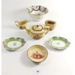 An early 19th century children's part tea set (mostly af) comprising a teapot, jug, sugar bowl and