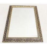 A silvered framed mirror, 90 x 66cm