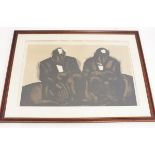 Josef Herman - lithograph of two miners, 46 x 67cm