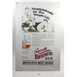 A vintage metal advertising sign for Newcastle Brown Ale 'Simply Splendid for a Simple Life', 61 x