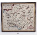 A 17th century map of Cardiganshire, Wales by William Kip 27 x 32cm