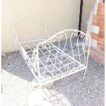 A French white painted cast iron day bed, 6'3'' x 3'