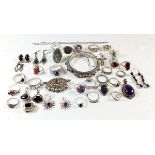 Assorted silver jewellery including bangle, 235g