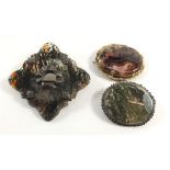Three Victorian agate brooches