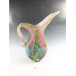 A large Murano style glass jug, 34cm tall