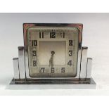 An Art Deco chrome desk clock