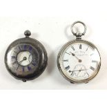 A Victorian silver half hunter pocket watch and a continental 935 silver 'City Watch'