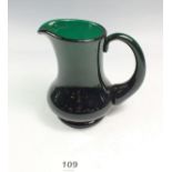 A Thomas Webb green glass jug, 12cm