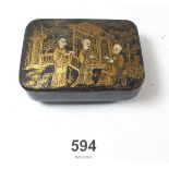 A 19th century snuff box with gilt chinoiserie decoration, 7.5 x 5.5cm