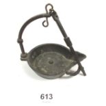 A late 17th century bronze hanging oil lamp, 10.5cm long