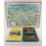 A 1960's map of Exmoor and two books on Exmoor, 46 x 63cm