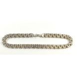 A heavy silver double link chain necklace, 73g