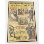 An original Victorian advertising poster for The Grand Theatre, Islington for Mr J L Toole 1889,