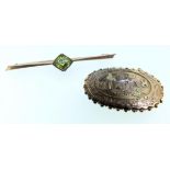 A Victorian 9 carat gold 'Mizpah' brooch, Birmingham 1892 and a 9 carat gold bar brooch with a