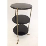 A retro brass and ebonised cake stand