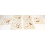 Six Liberty's watercolour on muslin table mats, boxed