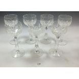 A set of seven hock glasses