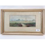 William Charles Estall (1859-1897) - watercolour view of village, signed, 13 x 27cm