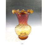 A Victorian 'Amberina' glass vase, 26cm tall