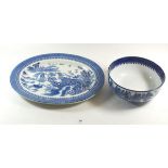 A Lawley's blue and white fruit bowl and a meat plate