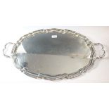 A large silver plated two handled tray, 70cm wide