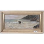 J Crocker - pastel seascape, 17 x 42cm