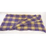 A waffle pattern purple and yellow Welsh blanket with fringe 188 x 160