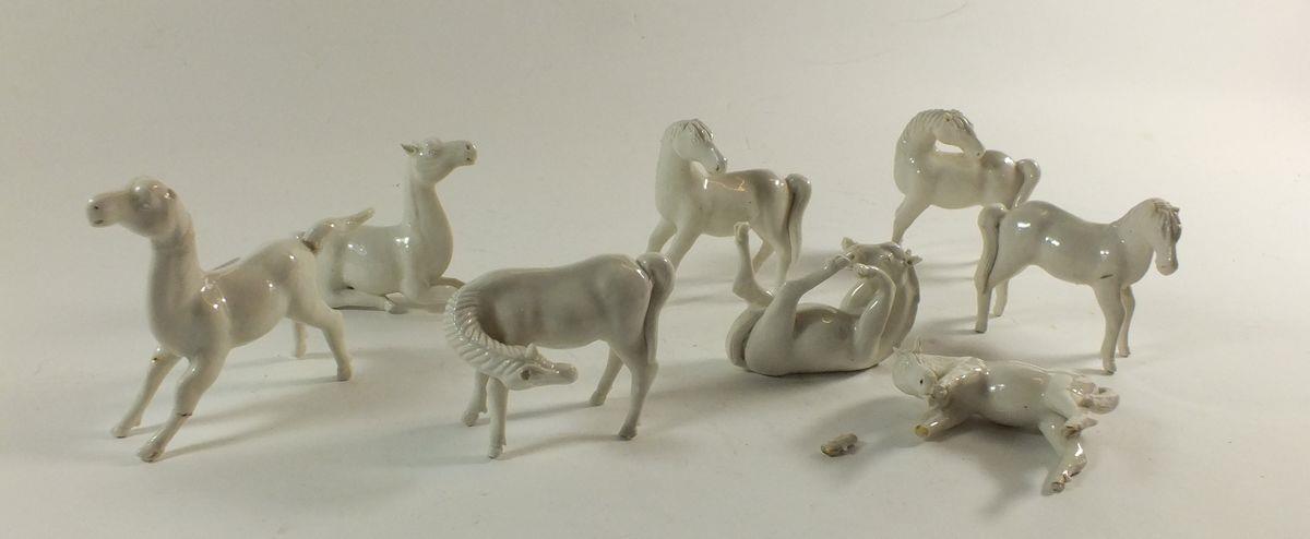 A set of eight Chinese white porcelain horses, and one a/f - Image 2 of 2