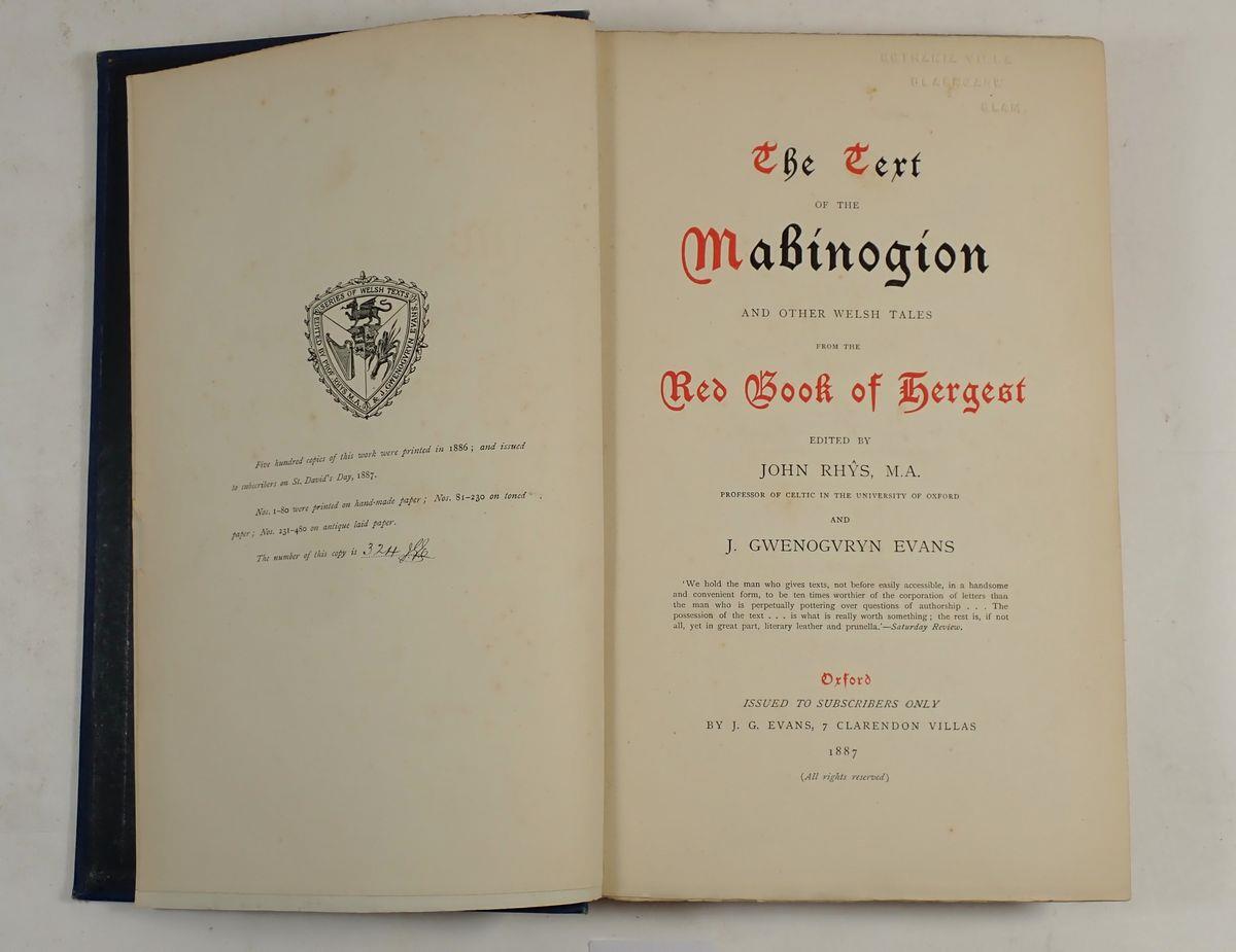 The Red Book of Hergest, Vol 1, 1887, Mabinogion & C and The Red Book of Hergest Vol II, 1890, The - Image 2 of 3