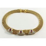 A French vintage gold plated collar necklace set 'amethyst'