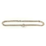 A silver flat curb link necklace with silver ring, approx 50.5cm length, 65.7g