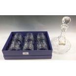 A set of Edinburgh whisky tumblers, boxed and a whisky decanter