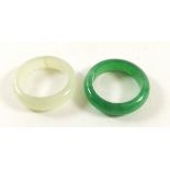 Two carved jade rings, size P