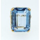 A 9 carat gold ring set large blue topaz, size R