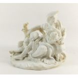 A bisque porcelain group of classical women and two children, 16 x 14cm