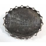 An unusual Edwardian silver oval brooch engraved 'Sutton Seeds Warehouse'