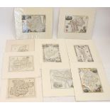 A quantity of 19th century mounted maps - unframed