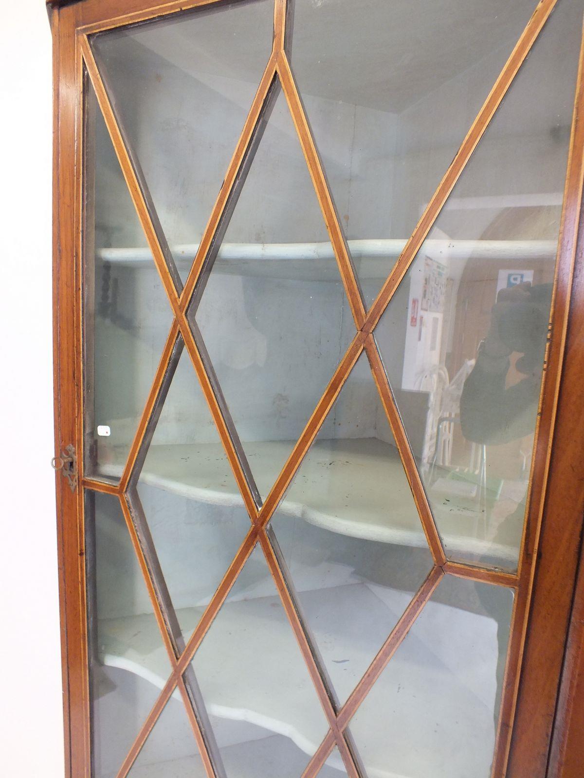 A 19th century Georgian style mahogany glazed corner cabinet with glazed door over cupboard - Image 2 of 3