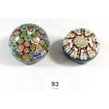 Two milllieflori glass paperweights