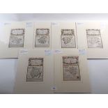 Six antique maps of Gloucester and Wales, unframed, 19 x11cm