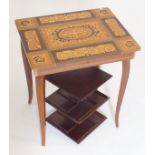 A Sorrento Ware musical work table and a mahogany CD stand