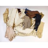 A box of evening gloves, mainly leather