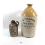 An Ineson, Horbury stoneware jar and Scrumpy Jack flask